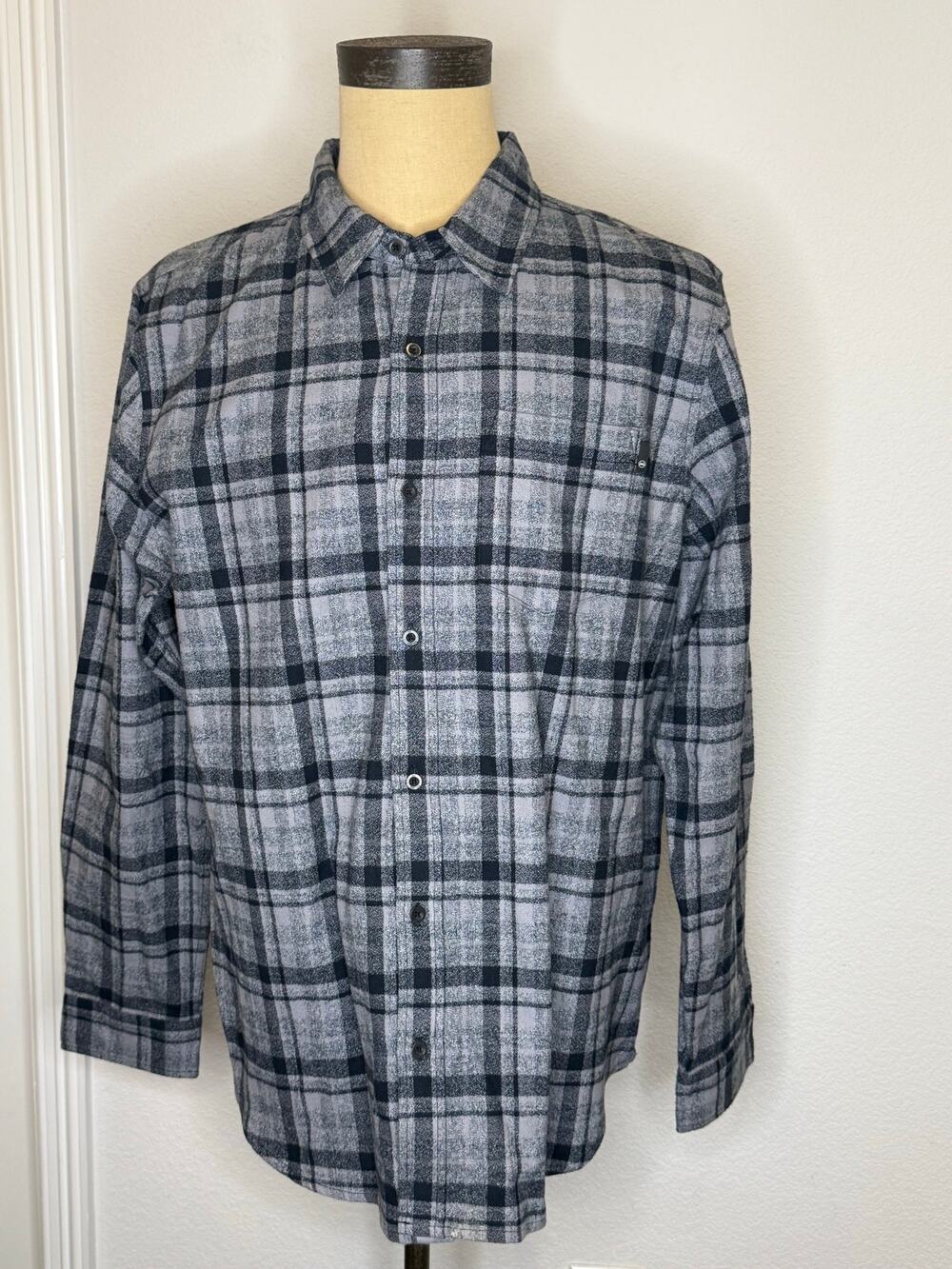 AG Adriano Goldschmied Jeans Plaid Button Up Shirt Shacket Gray Men Size XXL